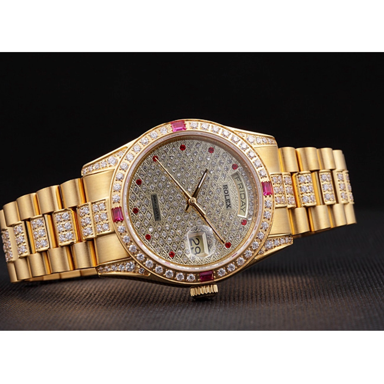 Aaa replica watch 621614 Day-Date Diamonds Yellow Swiss Gold-srl184 Rolex 0602